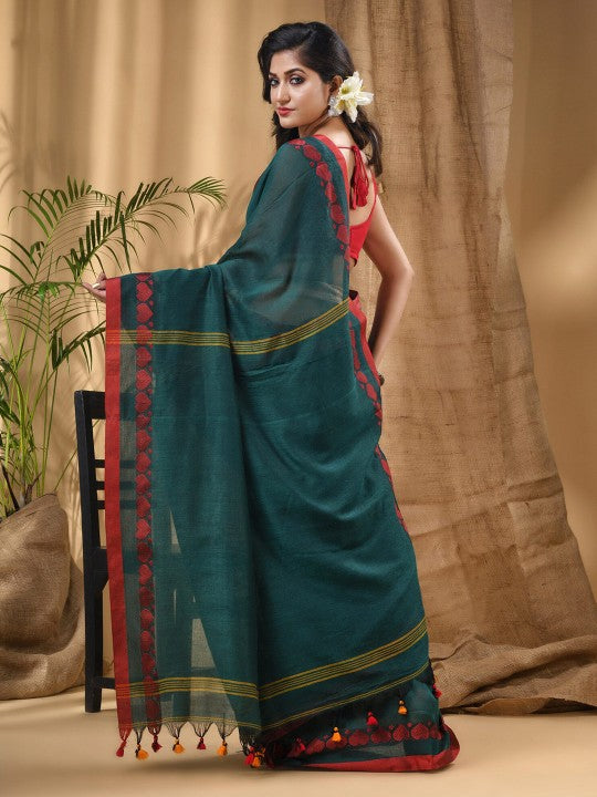 DESH BIDESH Ethnic Motifs Woven Design Pure Cotton Taant Saree