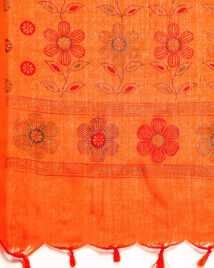 DESH BIDESH Floral Printed Pure Cotton Taant Saree