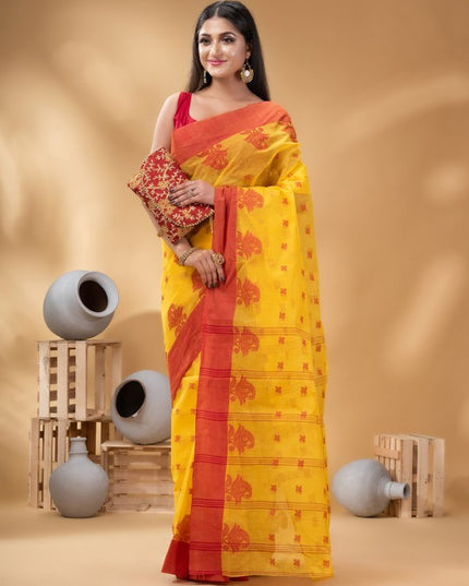DESH BIDESH Ethnic Motifs Woven Design Pure Cotton Taant Saree