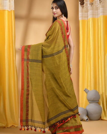 DESH BIDESH Ethnic Motifs Woven Design Pure Cotton Taant Saree