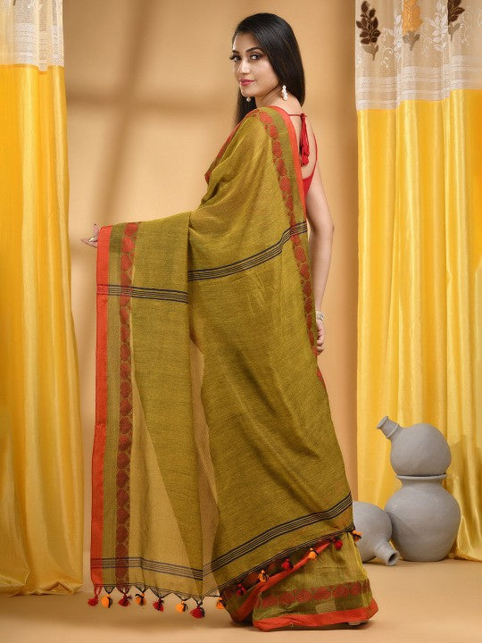 DESH BIDESH Ethnic Motifs Woven Design Pure Cotton Taant Saree