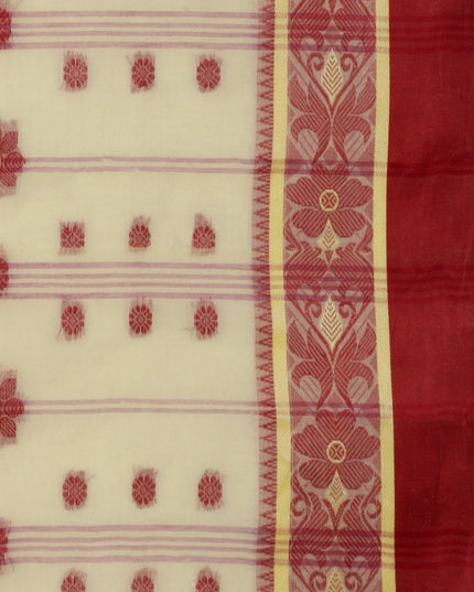 DESH BIDESH Phulkoli Woven Design Pure Cotton Bengal Taant Saree