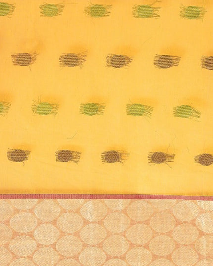 DESH BIDESH Red & Yellow Pure Cotton Taant Saree