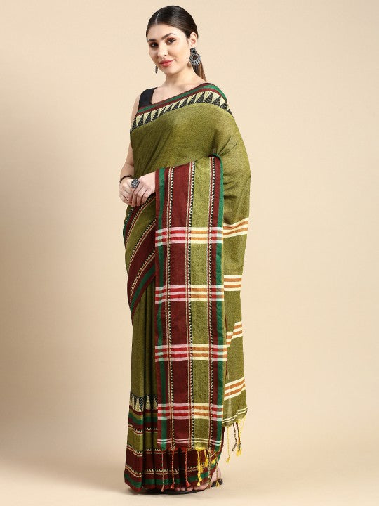 DESH BIDESH Printed Pure Cotton Khadi Saree