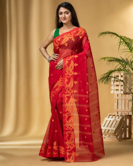 DESH BIDESH Ethnic Motifs Woven Design Pure Cotton Taant Saree