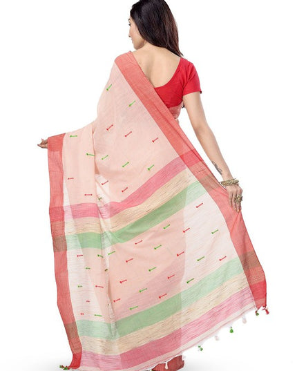 DESH BIDESH Woven Design Zari Pure Cotton Handloom Taant Saree