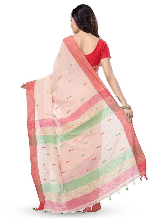 DESH BIDESH Woven Design Zari Pure Cotton Handloom Taant Saree