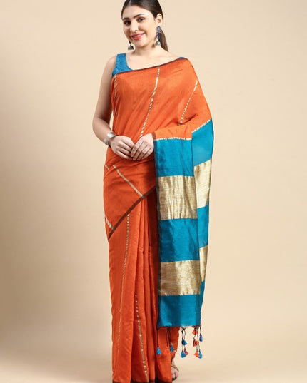 DESH BIDESH Ghicha Striped Cotton Silk Saree