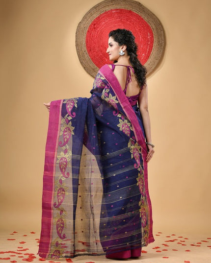 Exquisite Paisley Woven Design Pure Cotton Taant Saree for Women