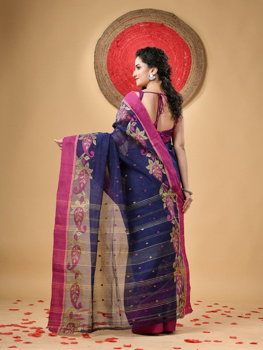 Exquisite Paisley Woven Design Pure Cotton Taant Saree for Women