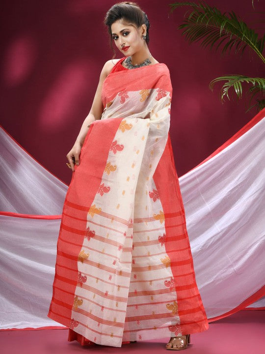 DESH BIDESH Pure Cotton Woven Design Saree: Elegant, Traditional, Lightweight, Comfortable