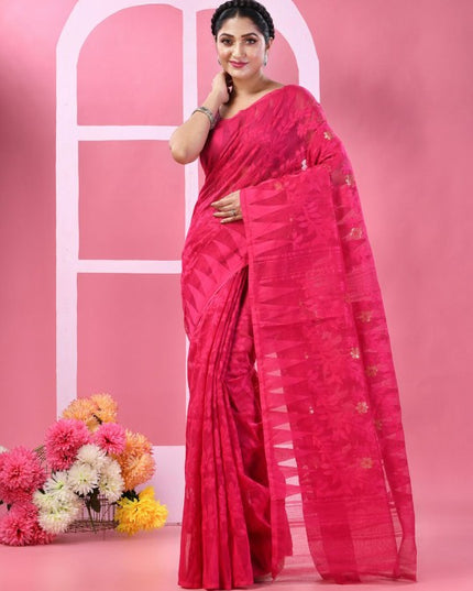 DESH BIDESH Woven Design Pure Cotton Taant Saree - Sarees for Women 33210529