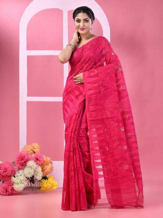 DESH BIDESH Woven Design Pure Cotton Taant Saree - Sarees for Women 33210529