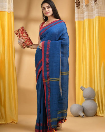 DESH BIDESH Woven Design Pure Cotton Handloom Taant Saree