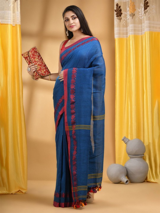 DESH BIDESH Woven Design Pure Cotton Handloom Taant Saree
