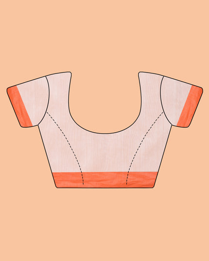 Women's Tri Color Handloom Pure Cotton Saree With Blouse Piece – Orange, White, Green (Independence Day Special)