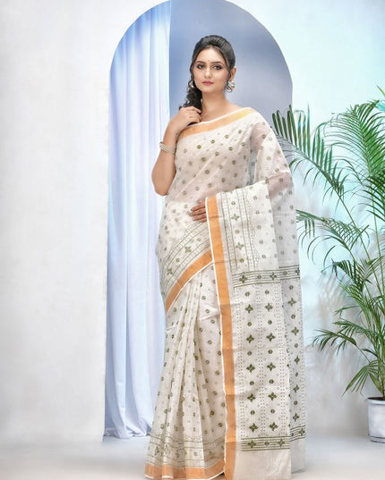 DESH BIDESH Printed Ethnic Motifs Pure Cotton Taant Saree