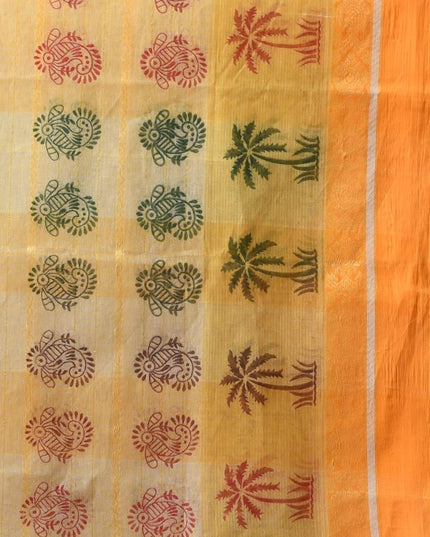 DESH BIDESH Paisley Pure Cotton Handloom Block Print Saree for Women