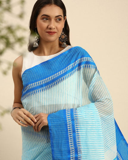 DESH BIDESH Woven Design Pure Cotton Bengal Taant Saree