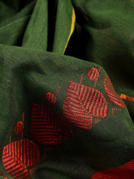 DESH BIDESH Bengali Zari Pure Cotton Handloom Taant Saree