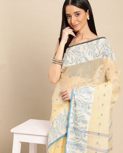 DESH BIDESH Ethnic Motifs Pure Cotton Taant Saree