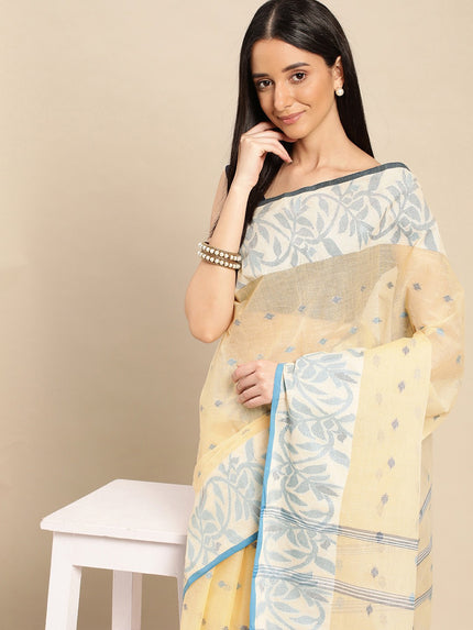 DESH BIDESH Ethnic Motifs Pure Cotton Taant Saree