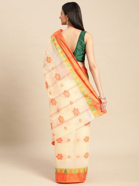 DESH BIDESH Ethnic Motifs Pure Cotton Taant Saree