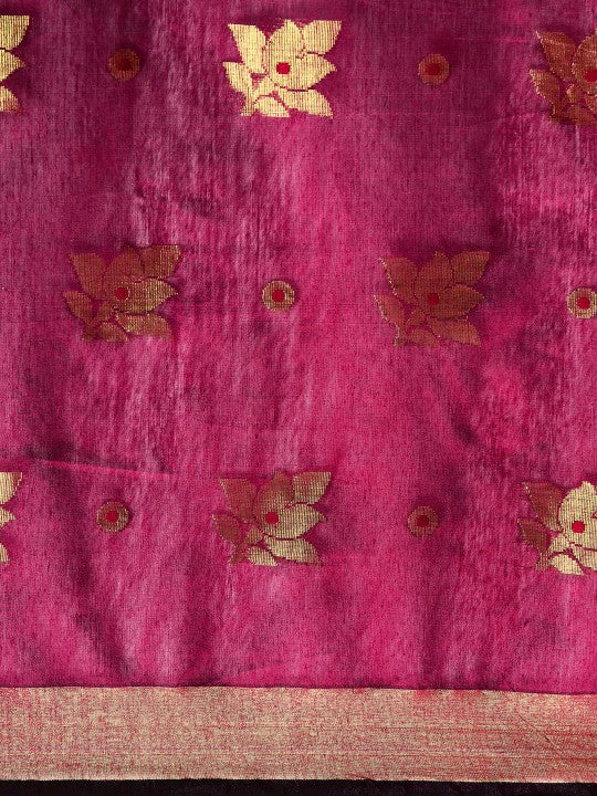 DESH BIDESH Ethnic Motifs Zari Taant Saree