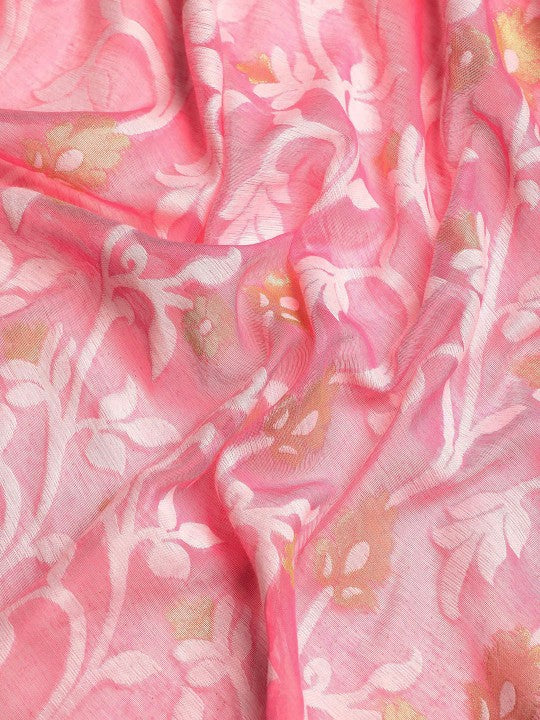 DESH BIDESH Woven Design Ethnic Motifs Pure Cotton Jamdani Saree