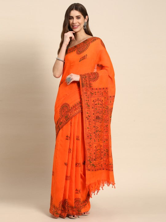 DESH BIDESH Warli Pure Cotton Taant Saree