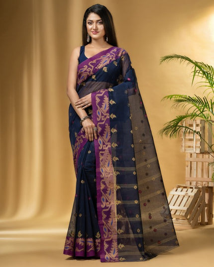 DESH BIDESH Ethnic Motifs Woven Design Pure Cotton Taant Saree