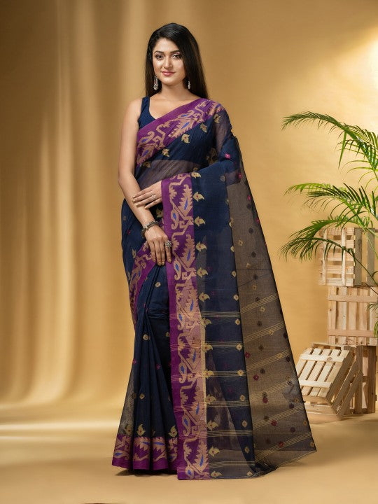 DESH BIDESH Ethnic Motifs Woven Design Pure Cotton Taant Saree