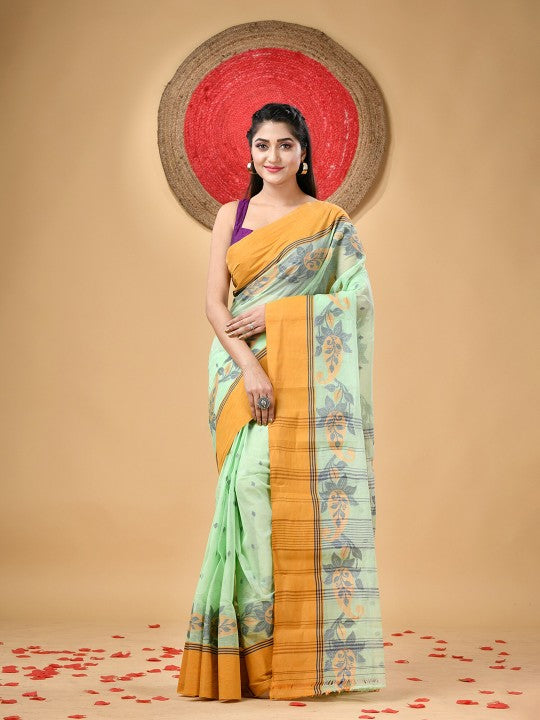 DESH BIDESH Paisley Pure Cotton Taant Saree for Women