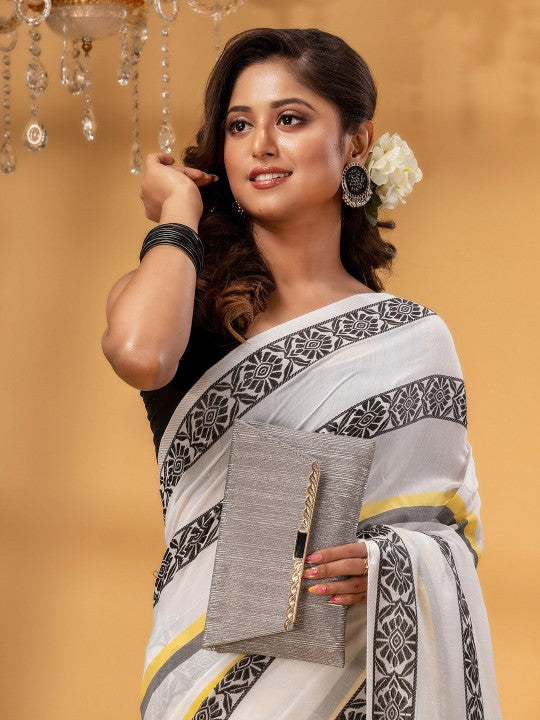 DESH BIDESH Woven Design Pure Cotton Taant Saree