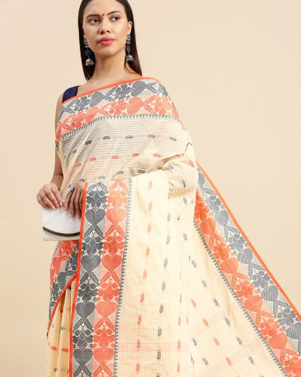 DESH BIDESH Woven Design Pure Cotton Taant Saree