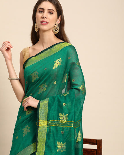 DESH BIDESH Floral Zari Taant Saree