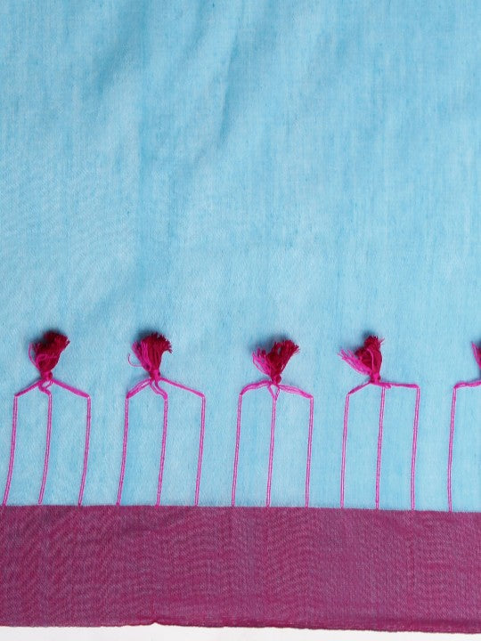 DESH BIDESH Colourblocked Pure Cotton Taant Saree