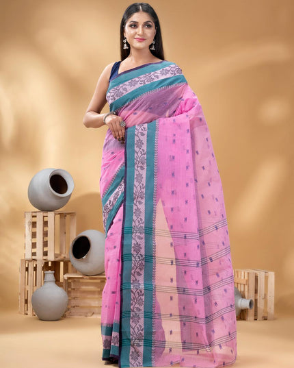DESH BIDESH Ethnic Motifs Woven Design Pure Cotton Taant Saree