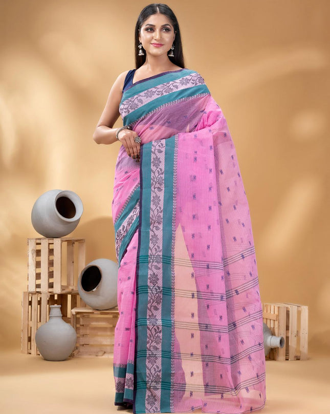 DESH BIDESH Ethnic Motifs Woven Design Pure Cotton Taant Saree