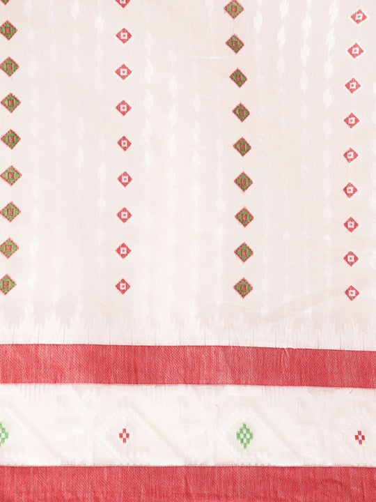 DESH BIDESH Ethnic Motifs Pure Cotton Jamdani Saree