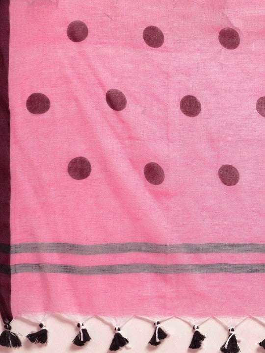 DESH BIDESH Polka Dots Pure Cotton Taant Saree