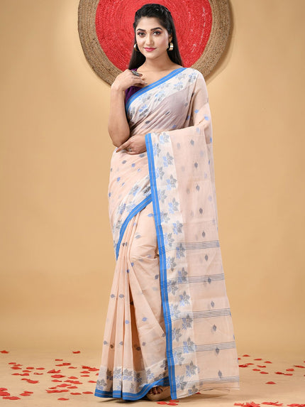 DESH BIDESH Exquisite Floral Pure Cotton Taant Saree for Women