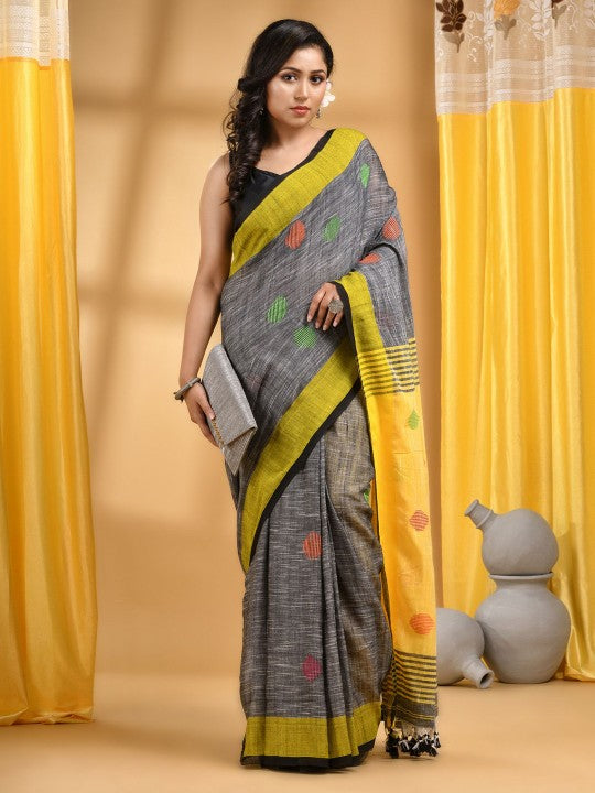 DESH BIDESH Women Woven Design Pure Cotton Khadi Saree