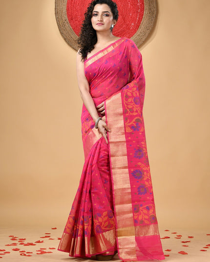 Exquisite Floral Woven Zari Cotton Silk Saree for Women by DESH BIDESH