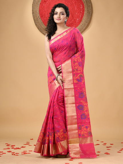 Exquisite Floral Woven Zari Cotton Silk Saree for Women by DESH BIDESH