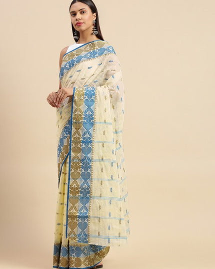 DESH BIDESH Woven Design Pure Cotton Taant Saree