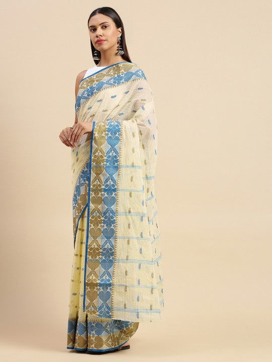 DESH BIDESH Woven Design Pure Cotton Taant Saree