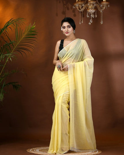 DESH BIDESH Solid Soft Mulmul Cotton Saree - Elegant, Lightweight, and Comfortable