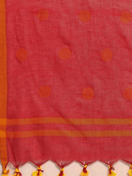 DESH BIDESH Polka Dots Pure Cotton Taant Saree