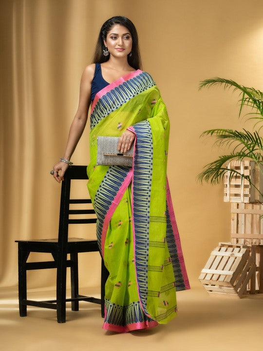 DESH BIDESH Ethnic Motifs Woven Design Pure Cotton Taant Saree